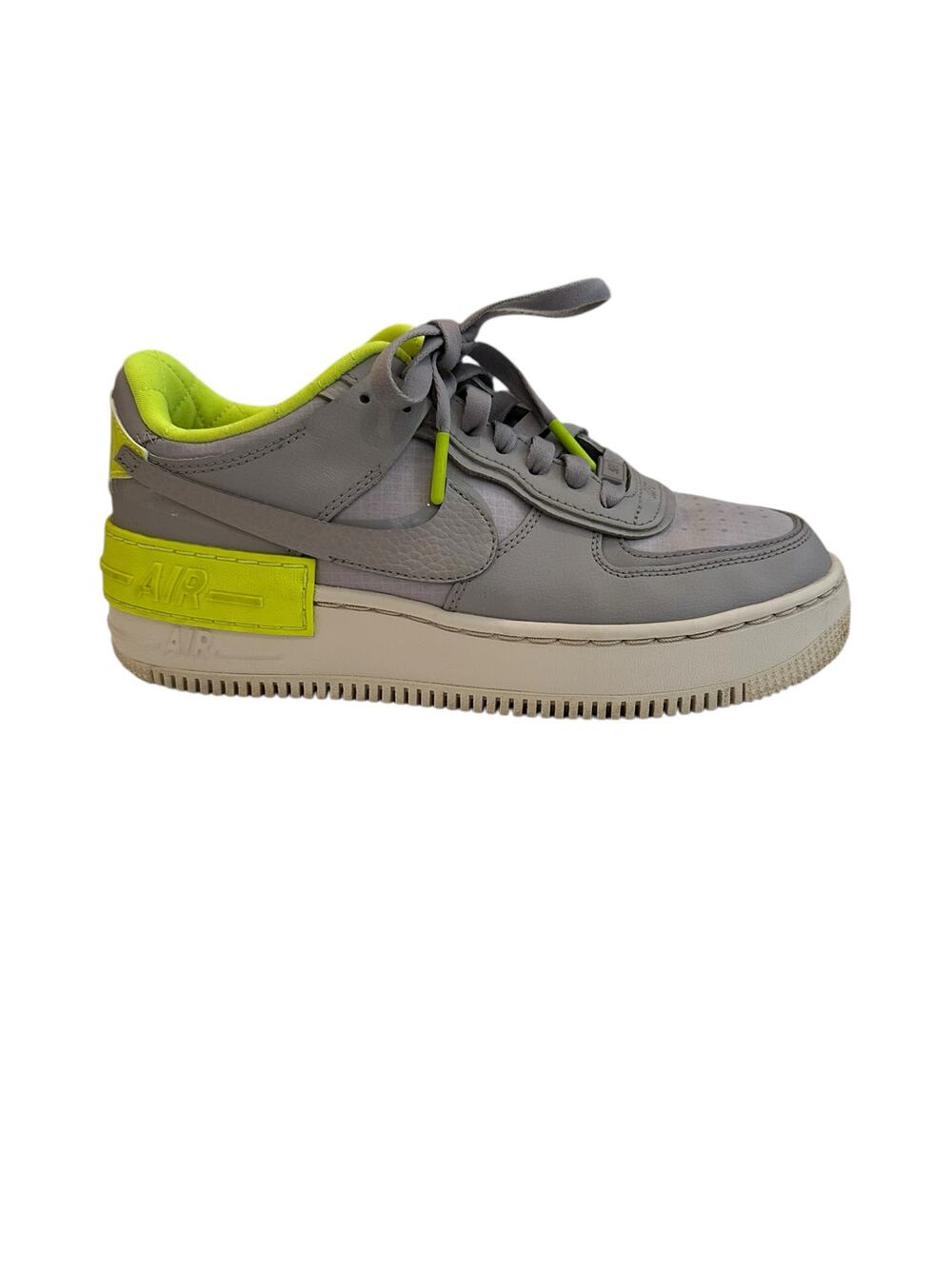 Nike Air Force 1 Shadow Atmosphere Grey Neon Green Reflective Logo Sneaker  8